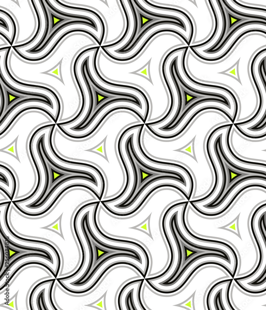 Poster seamless pattern with rotating figures. optical illusion of movement of forms in space.