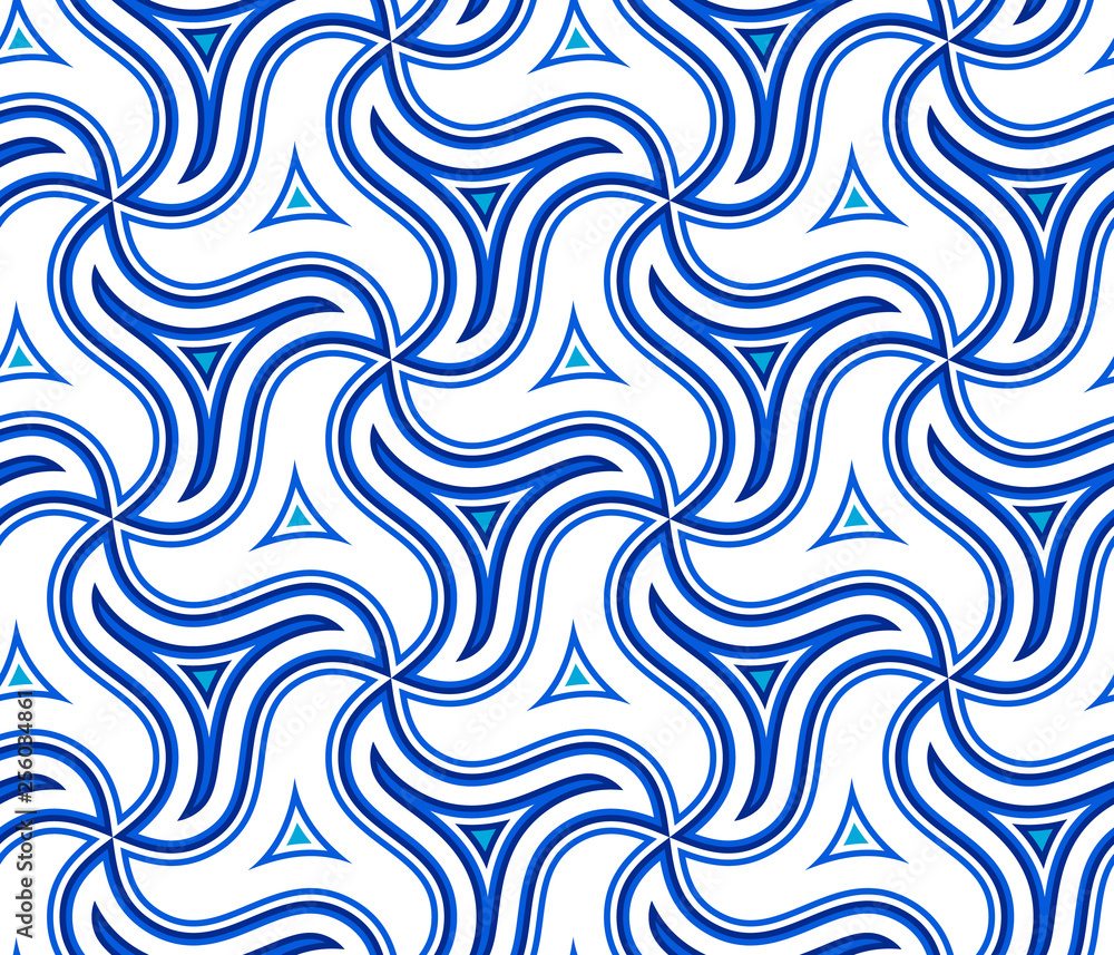 Poster seamless pattern with rotating figures. optical illusion of movement of forms in space.