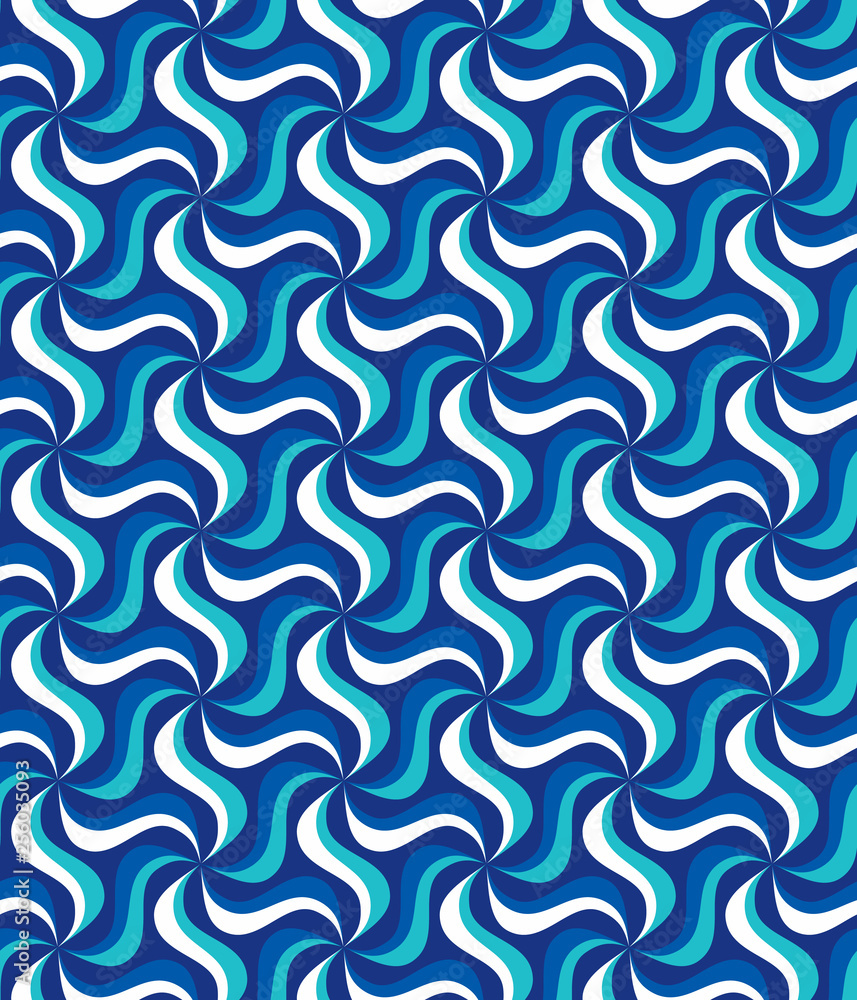 Poster seamless pattern with rotating figures. optical illusion of movement of forms in space.