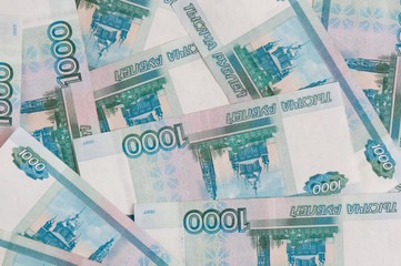 Fototapeta na wymiar Money. 1000 russian rubles bills (background)