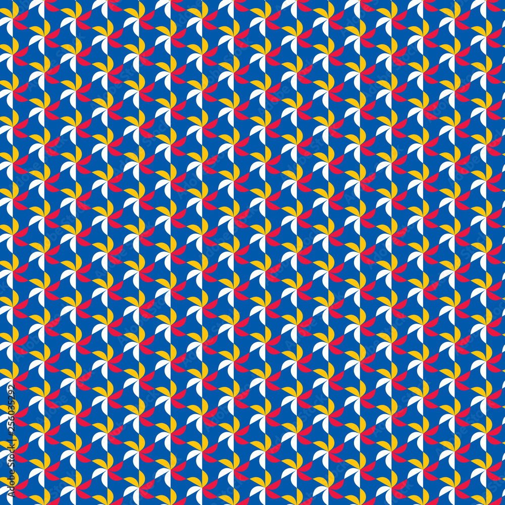 Poster seamless pattern with rotating figures. optical illusion of movement of forms in space.