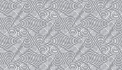 Seamless pattern with rotating figures. Optical illusion of movement of forms in space.