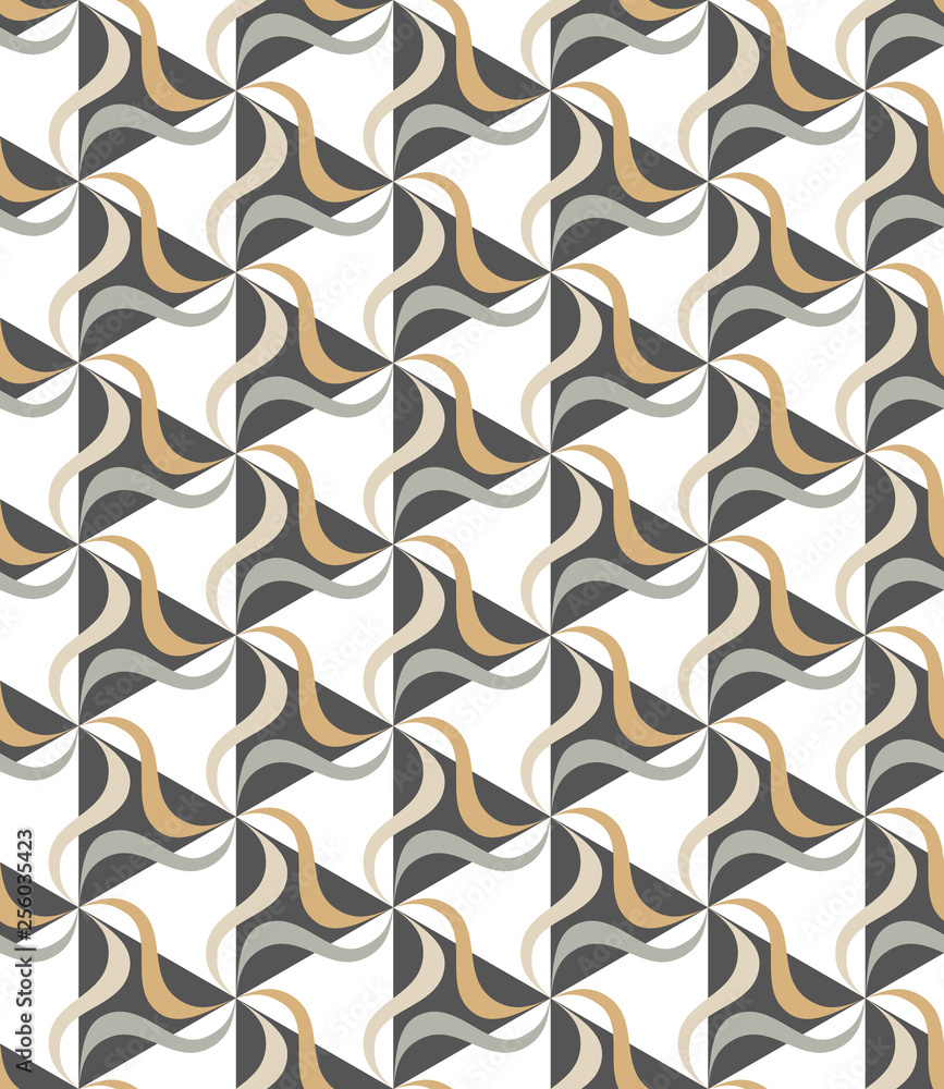 Poster seamless pattern with rotating figures. optical illusion of movement of forms in space.