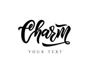 Obraz na płótnie Canvas Hand lettering logo Charm. Vector illustration
