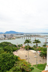 The nice city of Vitoria and its bay in the Espirito Santo state in Brazil seen from the observation point of the Convent of the rock, one of the main attractions of the city