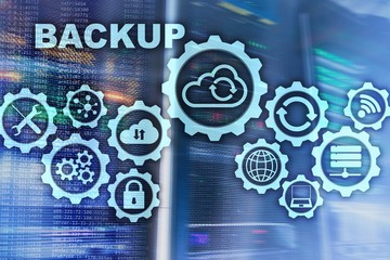 Backup System Recovery Technology Concept on modern server room background