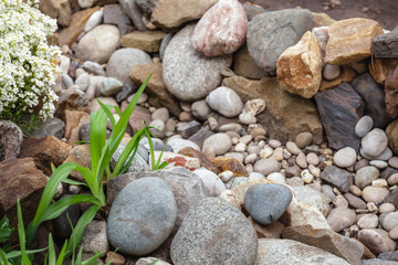 Stones on the dried bed of a mountain stream