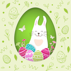 Paper Easter card with rabbit