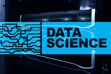 Data Science Artificial Intelligence Concept. Futuristic Supercomputer background.