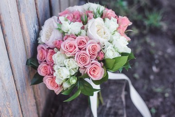 Bridal bouquet of roses close up