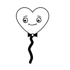balloon helium with heart male kawaii character shape
