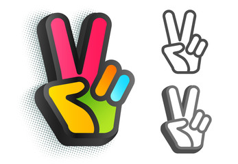Hand and two fingers are like peace symbol