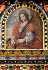 St. Barbara, a virgin and a martyr, a protector of miners and a good death, altarpiece in the...