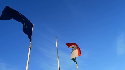 Bandiera italiana ed europea, Italian and european flags 