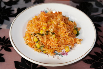rice with vegetables. The food in the post