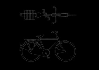 Fototapeta na wymiar Bicycle Architect blueprint 