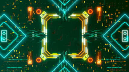 Hi-tech digital hud background. computer interface concept. neon color glitch