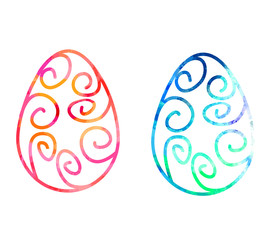 Blue and orange Easter eggs with tracery 