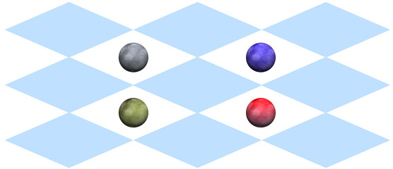 diagonal and colored balls