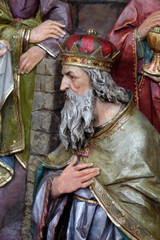 Melchior biblical Magi, Adoration of the Magi, Nativity Scene, altarpiece in the church of Saint...