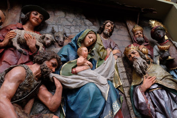 Fototapeta na wymiar Nativity Scene, altarpiece in the church of Saint Matthew in Stitar, Croatia 