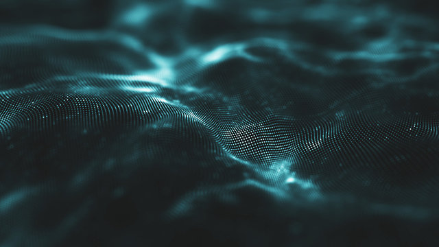 Abstract futuristic - Molecules technology with polygonal shapes on dark blue background. Illustration  design digital technology concept.
