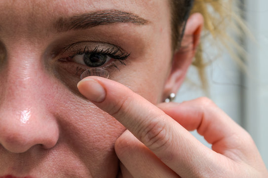 Woman Wearing Contact Lenses For Vision Correction