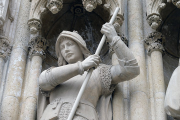 Statue of Saint George on the portal of the Zagreb cathedral 
