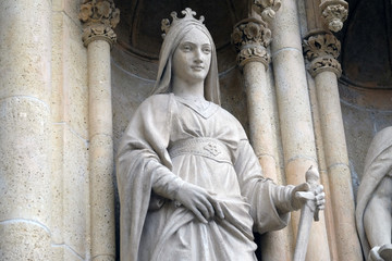 Statue of Saint Catherine of Alexandria on the portal of the Zageb cathedral 