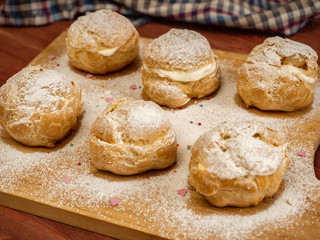 Delicious tender profiteroles