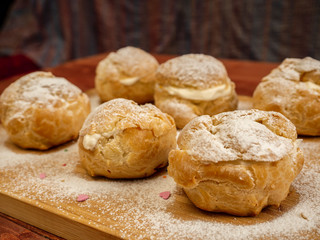 Delicious tender profiteroles