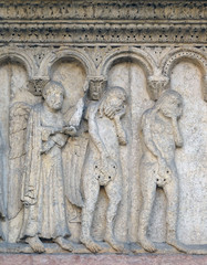 The Expulsion from Paradise by Wiligelmo, Modena Cathedral, Italy
