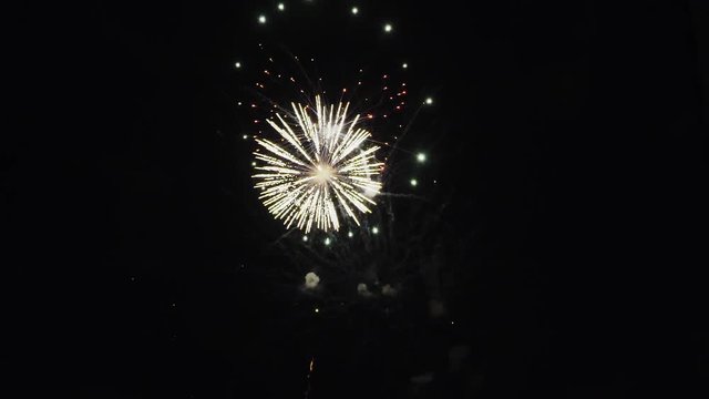 Colorful fireworks at holiday night.
