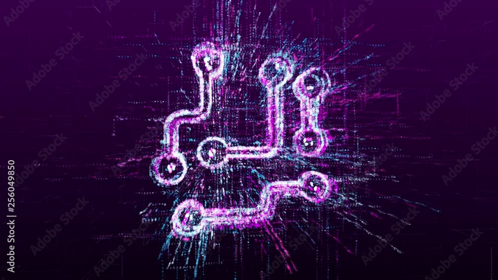 Wall mural digital animation of microchip sign in virtual space