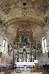 Fototapeta na wymiar Main altar in the parish church of Assumption in Marija na Muri, Croatia