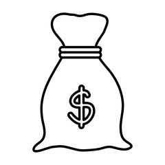 sack with coins dollars