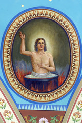 Saint Vitus, fresco in the Parish Church of the Holy Cross in Zacretje, Croatia 