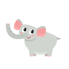Vector illustration of cartoon funny elephant isolated on white background.