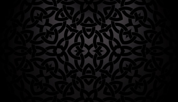 Black background with celtic decorative pattern
