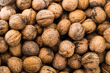 Natural walnut pattern texture, Raw bio walnuts background