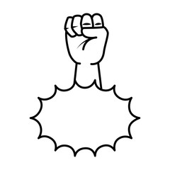 hand up fist with explosion pop art