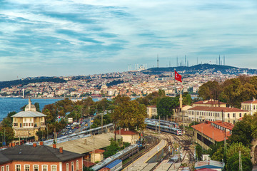 Fototapeta na wymiar Sirkeci district in historical part of Istanbul and view on Sirkeci railway station
