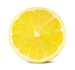 Fresh lemon slice isolated on white background with clipping path