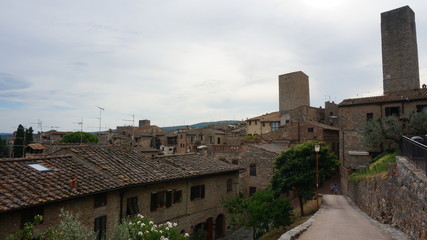 Obraz premium Picturesque View of Towers in San Gimignano at sunset, Tuscany, Italy