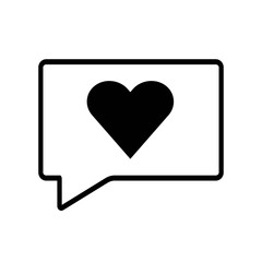 Message box with heart notification flat icon. Vector illustration.