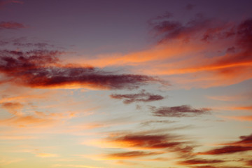 Fototapeta premium Sunny bright sunset clouds sky background