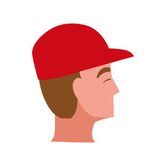 young man head with cap character