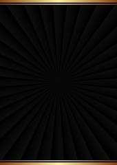 black background with light beams and golden border
