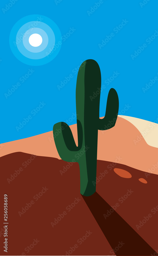 Canvas Prints desert dry with cactus landscape scene