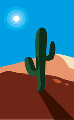 desert dry with cactus landscape scene
